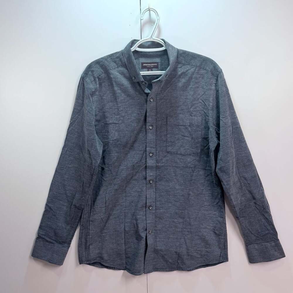 Johnston & Murphy Men's Gray Textured Long Sleeve Button-Down Shirt